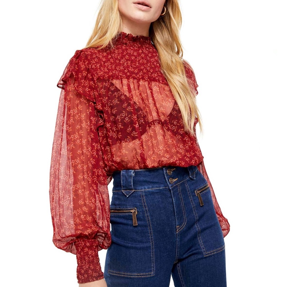 Free People • NWOT Roma Balloon Sleeve Top